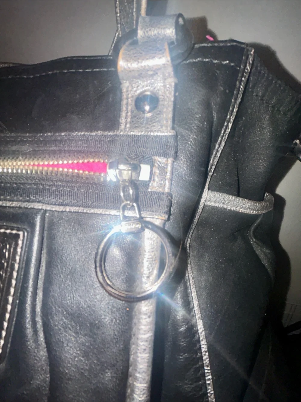 Coach Poppy Black & Silver Metallic Leather Satchel Tote Bag. Y2K!